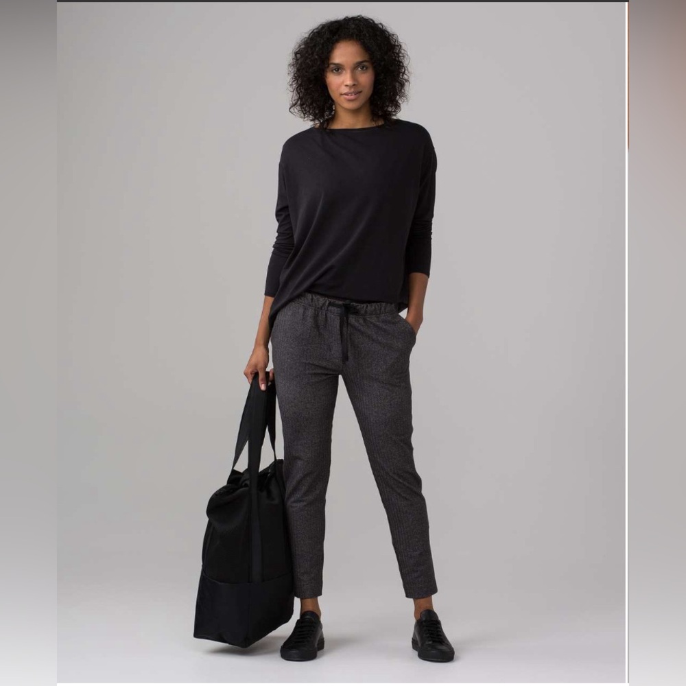 Lululemon Jet Crop slim Heathered Herringbone Heathered Black - Luon